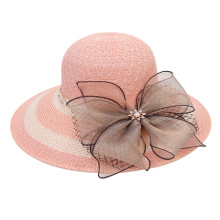 Summer Ladies' Bowknot Lace Wide Brim Beach Hat Outdoor Sunshade Sunscreen Fun Traveling Fisherman Bucket Cap